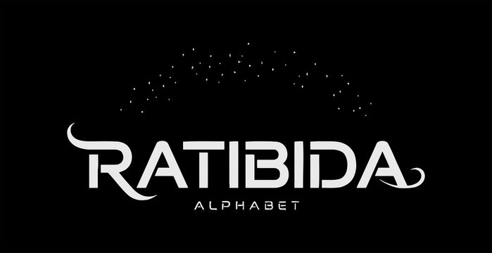 A logo for Ratibida Alphabet with a black background and white text
