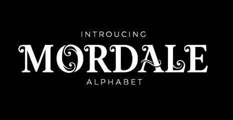 Introducing the Mordale alphabet in elegant white typography on a black background © Abrar Hussain
