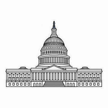 Line drawing of the US Capitol Building in Washington DC