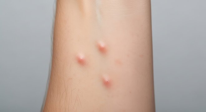 Skin with small red acne bumps.