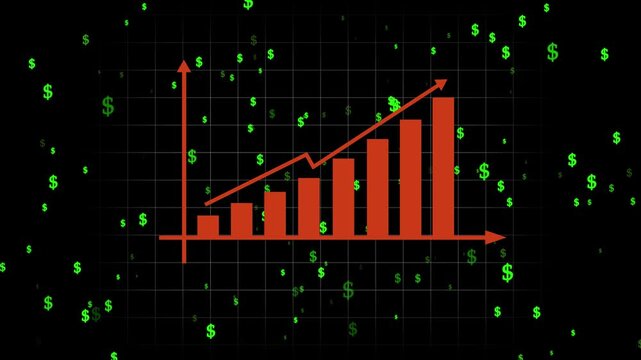 Digital rain visualization with coordinate axes overlaying financial symbols