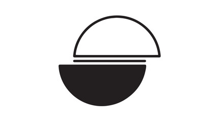 Fototapeta premium Black and white illustration of a covered bowl or container with a semicircular lid simple graphic design element