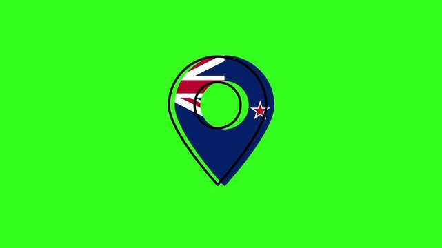 Animated new zealand flag location pin icon