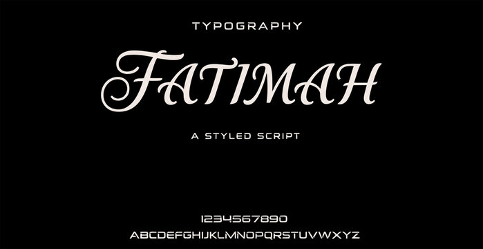 A styled script typography example with the elegant Fatimah font on a black background