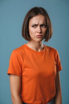 modello con capelli a caschetto con espressione perplessa