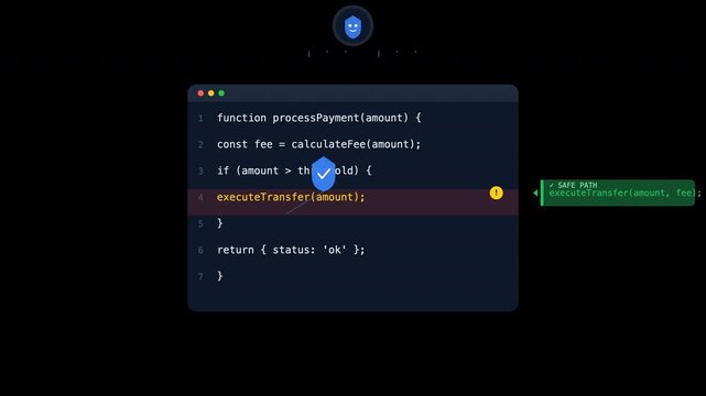 Dark code editor on black background, suitable for technology or programming concepts in web design, development, or software themed designs.