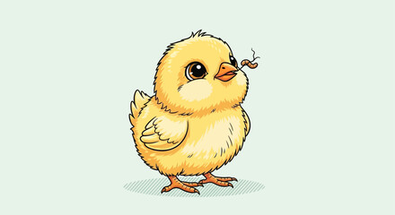 Cute little yellow baby chick standing. © Sof Yan