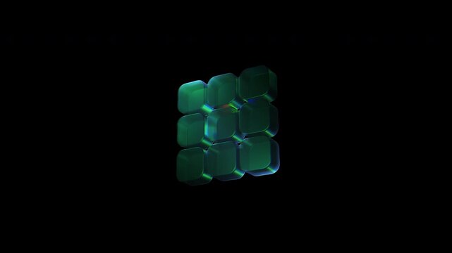 Green glass cubes grid symbol rotating