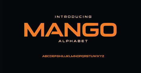 Fototapeta premium Introducing the Mango Alphabet font on a black background