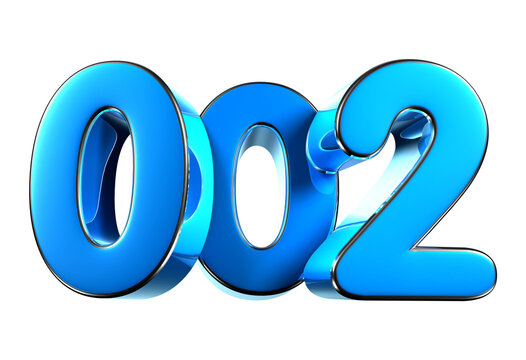 Blue number 002 3d illustration sign. Advertising signs. Product design. Product sales