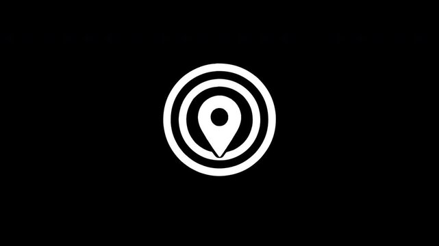 Location pin icon revealing with digital glitch effect