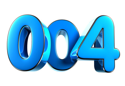 Blue number 004 3d illustration sign. Advertising signs. Product design. Product sales