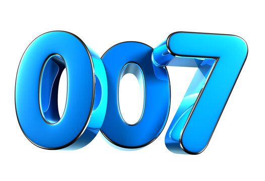 Blue number 007 3d illustration sign. Advertising signs. Product design. Product sales