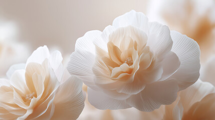 Obraz premium Soft white flowers in delicate light creating elegant floral background