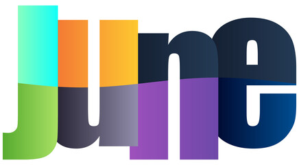 Colorful gradient letters spelling out the name June isolated design © Mahadi