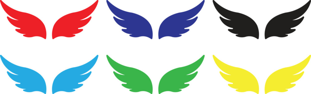 Abstract Wing Logo Set Vector, Angel Wings Symbol Collection for Branding, Esports, Fashion and Fitness Logo Design Templates