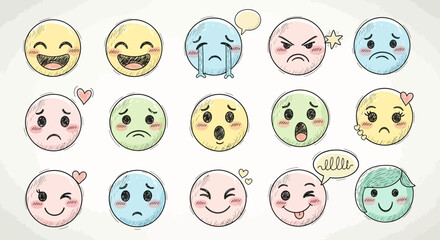 Fototapeta premium Collection of various emoticon faces.