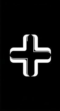Plus sign symbol on black background.