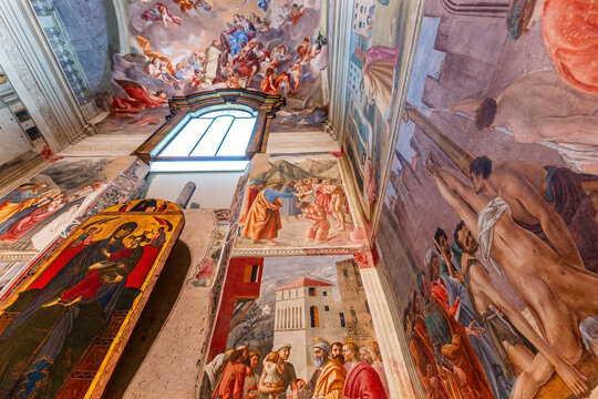 interiors of Brancacci chapel, Florence, Italy