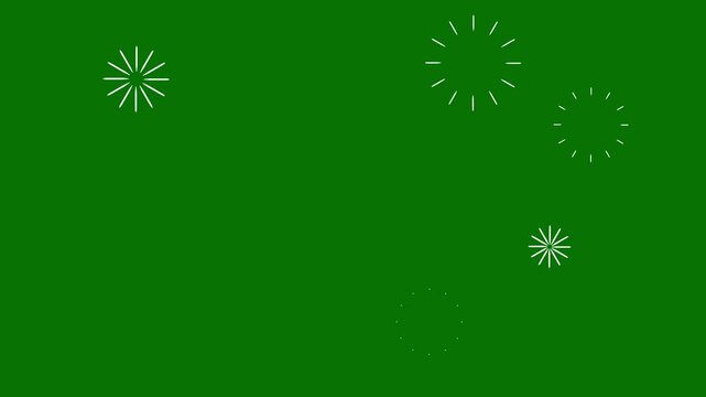 Circle fireworks line blast animation, 4k circle and line shape, shiny,  hand drawn doodle line, glowing line blast explosion with circle bursting effects, element on green screen background