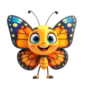 Papillon amusant, personnage en  3d