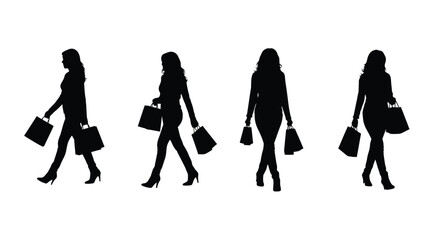 Four women walking with shopping bags a striking silhouette © MDHOJAIFA