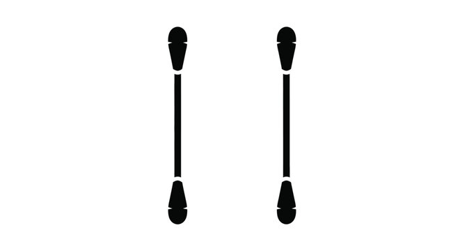 Two black cotton swabs displayed on a white background silhouette