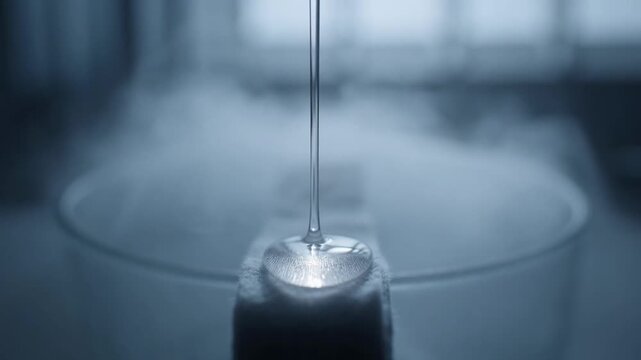 Liquid nitrogen in a laboratory setting.