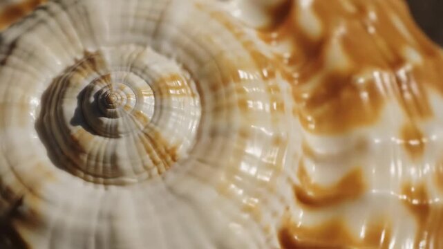Stunning Macro View of a Spiral Seashell with Intricate Brown Patterns Perfect for Nature Documentaries and Marine Biology Education.