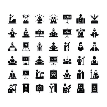 Set of 40 Presentation and Public Speaking Icons Vector