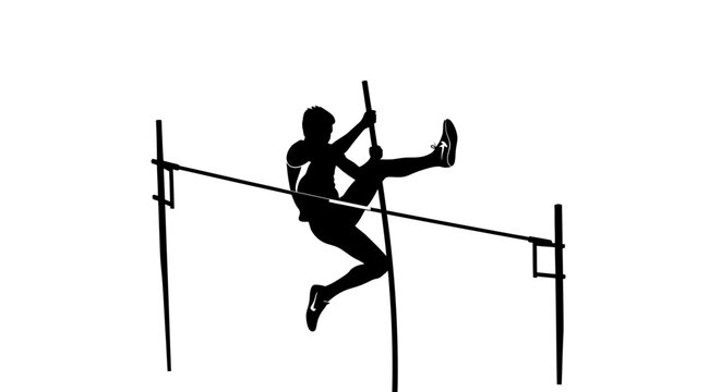 Athlete clearing a high jump bar in a striking silhouette