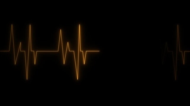 Heart pulse monitor with signal. Heart beat. Heartbeat Line monitor. heartbeat line medical .Neon heartbeat and pulse rate animation - Glowing heart on black background4k Abstract neon heartbeat