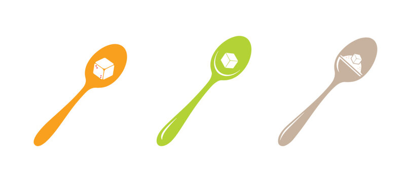 Spoon with sugar icon displayed on a clean white background in vector style.