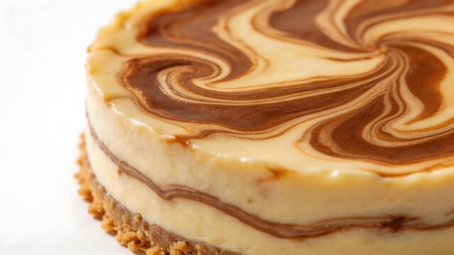Closeup of a swirled cheesecake