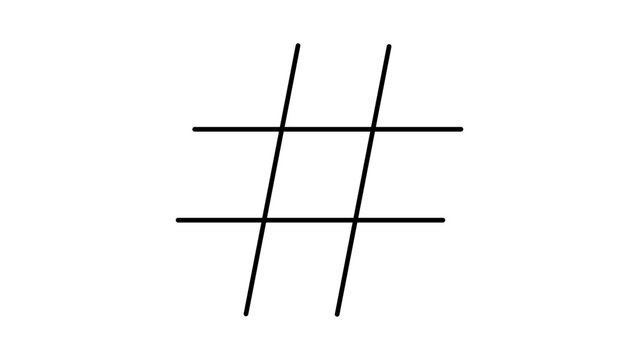 Minimalist black line vector icon of a bold hashtag symbol isolated on a white background. This clean, scalable illustration is perfect for social media, tagging, metadata, and digital marketing.