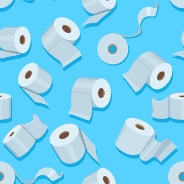 Vector Seamless Pattern of Toilet Paper Rolls