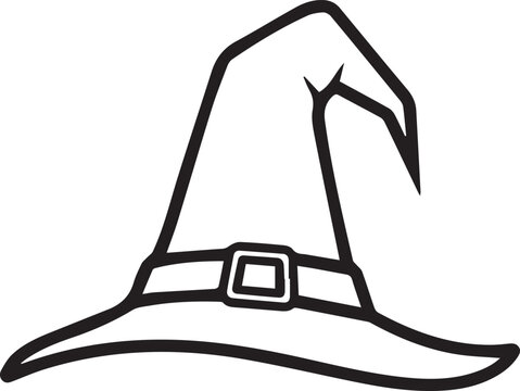 Black outlined icon of halloween witch hat