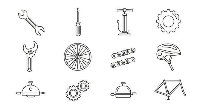 Bicycle Repair and Maintenance Icons Set