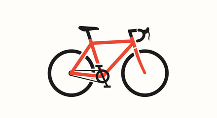 Fototapeta premium Minimalist Red Road Bicycle Icon Vector Illustration