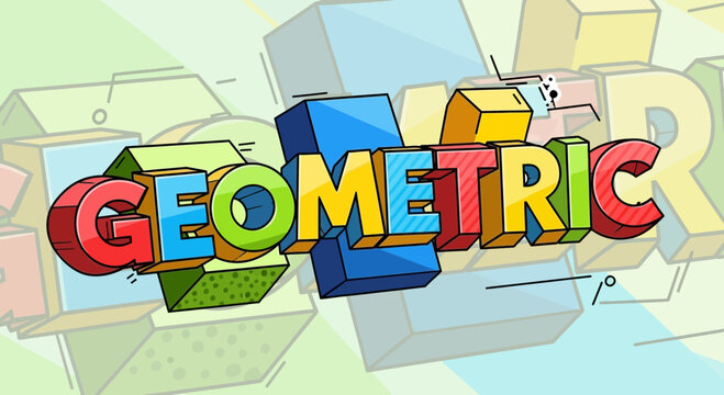 3D Geometric Typography Design with Colorful Block Letters