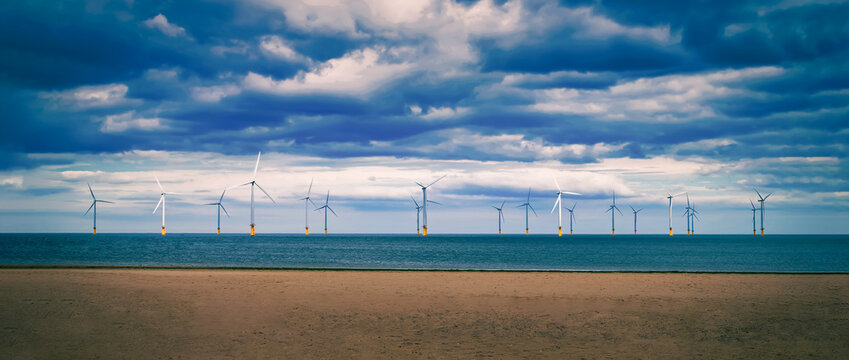 Offshore Wind Turbine in a Windfarm under construction off the E