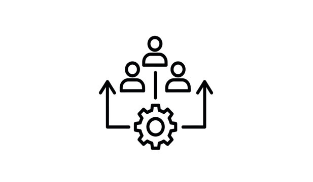 Hierarchical organizational structure with gears teamwork management and process illustration