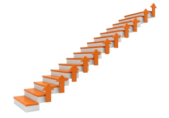 Fototapeta premium Ascending sequence of orange dominoes in a cascading formation