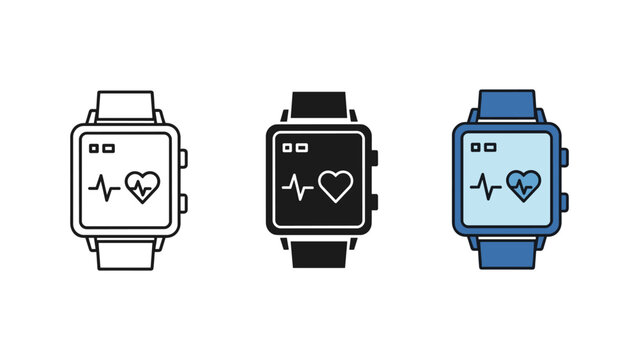 A modern smartwatch featuring a heart rate monitor display with an electrocardiogram line.