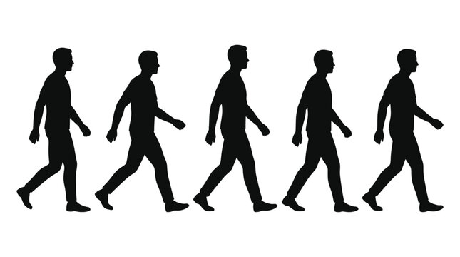 A business team and a group of people including silhouettes of women and children engage in art and sport dance activities in this black vector illustration of human evolution