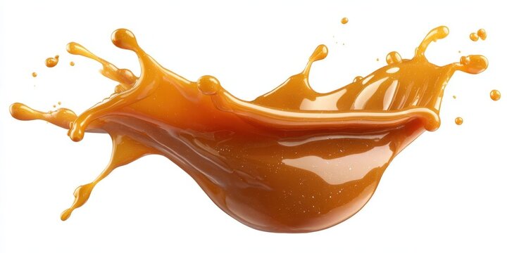 Caramel Sauce Splash Isolated on White Background