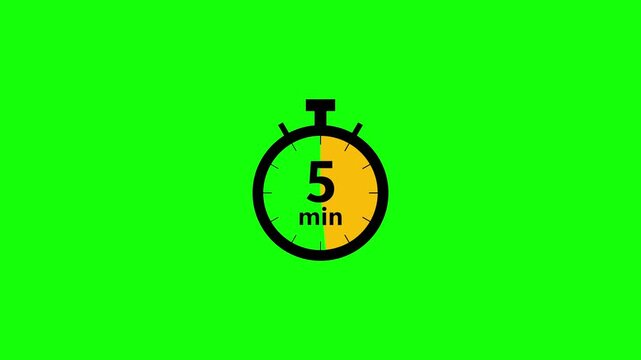 Stopwatch timer showing seven minutes on green. Stopwatch timer for sports events. Accurate stopwatch timer for interval training and fitness workout sessions.