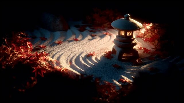 Zen Buddhism, meditation, inner peace, Chinese Japanese Asian tradition. Therapy stress release treatment, health lifestyle. A serene, atmospheric depiction of a traditional Japanese garden.