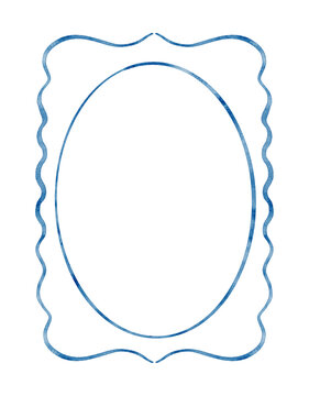 Blue Decorative Oval Frame