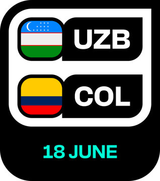 Uzbekistan Colombia Football Match Schedule Template for 2026 Sports Tournament Announcement with Flags and Team Abbreviations
